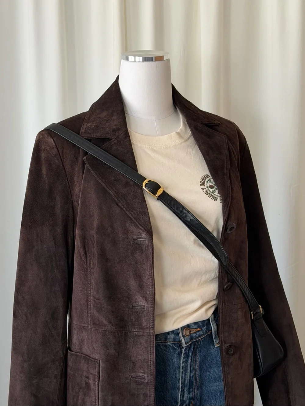 Vintage Y2K Bagatelle Brown Suede Leather Blazer Jacket Size 8. - Picture 2 of 14